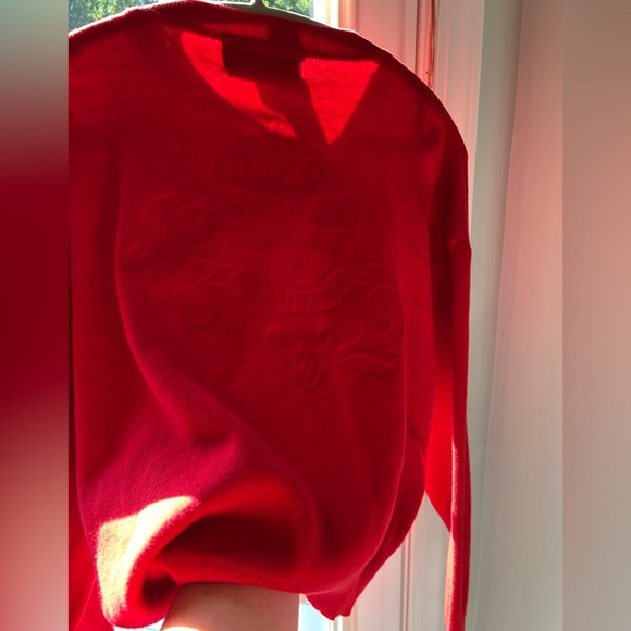 Harley-Davidson Silver Button Red Sweater Harley-Davidson on back Women M - Picture 6 of 11